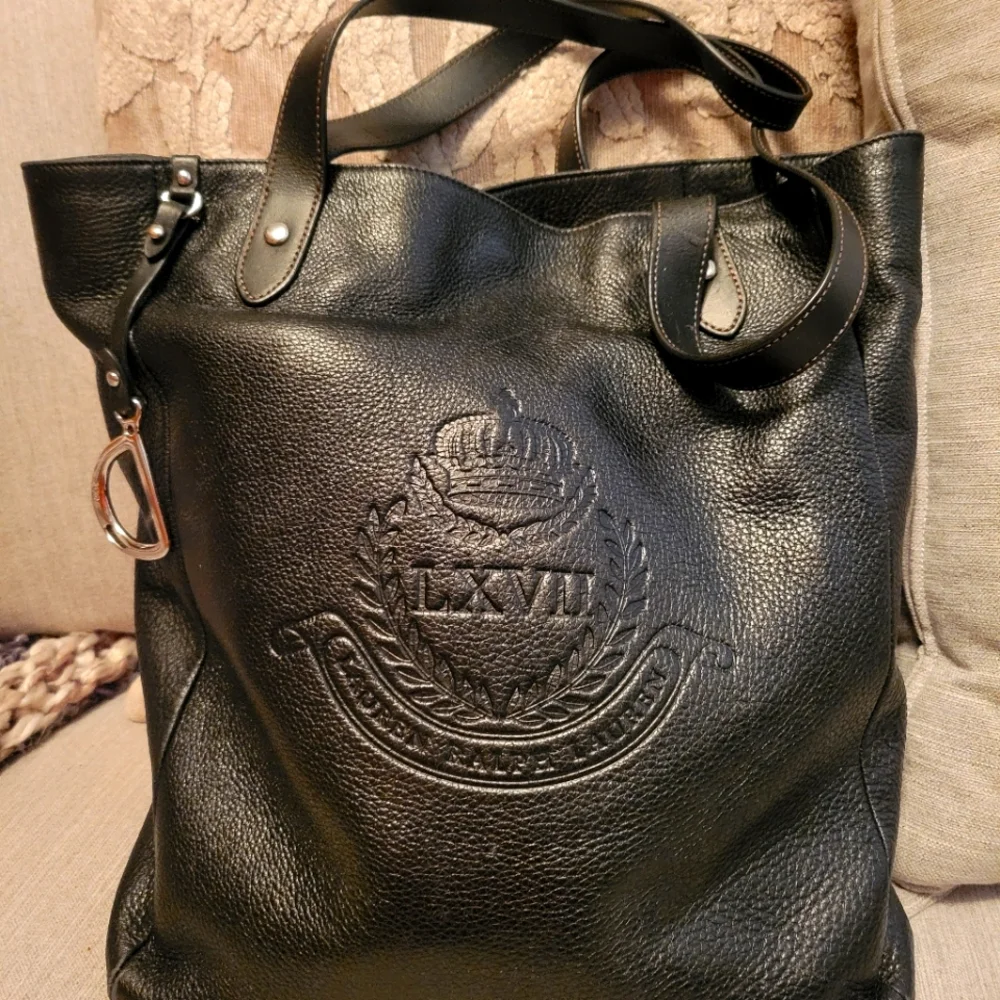 Ralph Lauren Black Leather Tote Bag - Picture 1 of 7